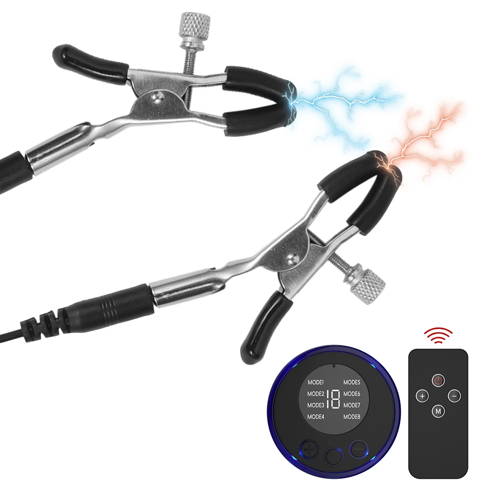  Sex Toy Electric Shock Nipple Clamps Breast Massager BDSM Toys Bondage Clitoris Clamp - Image 3