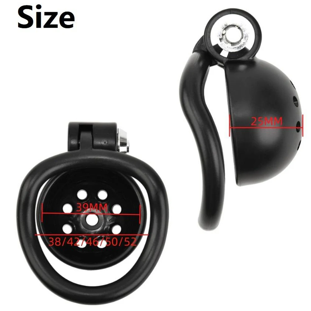 Pink Male Penis Chastity Cage Set Small Bird Chastity Cage Belt With Padlock 5 Cock Ring - Image 6