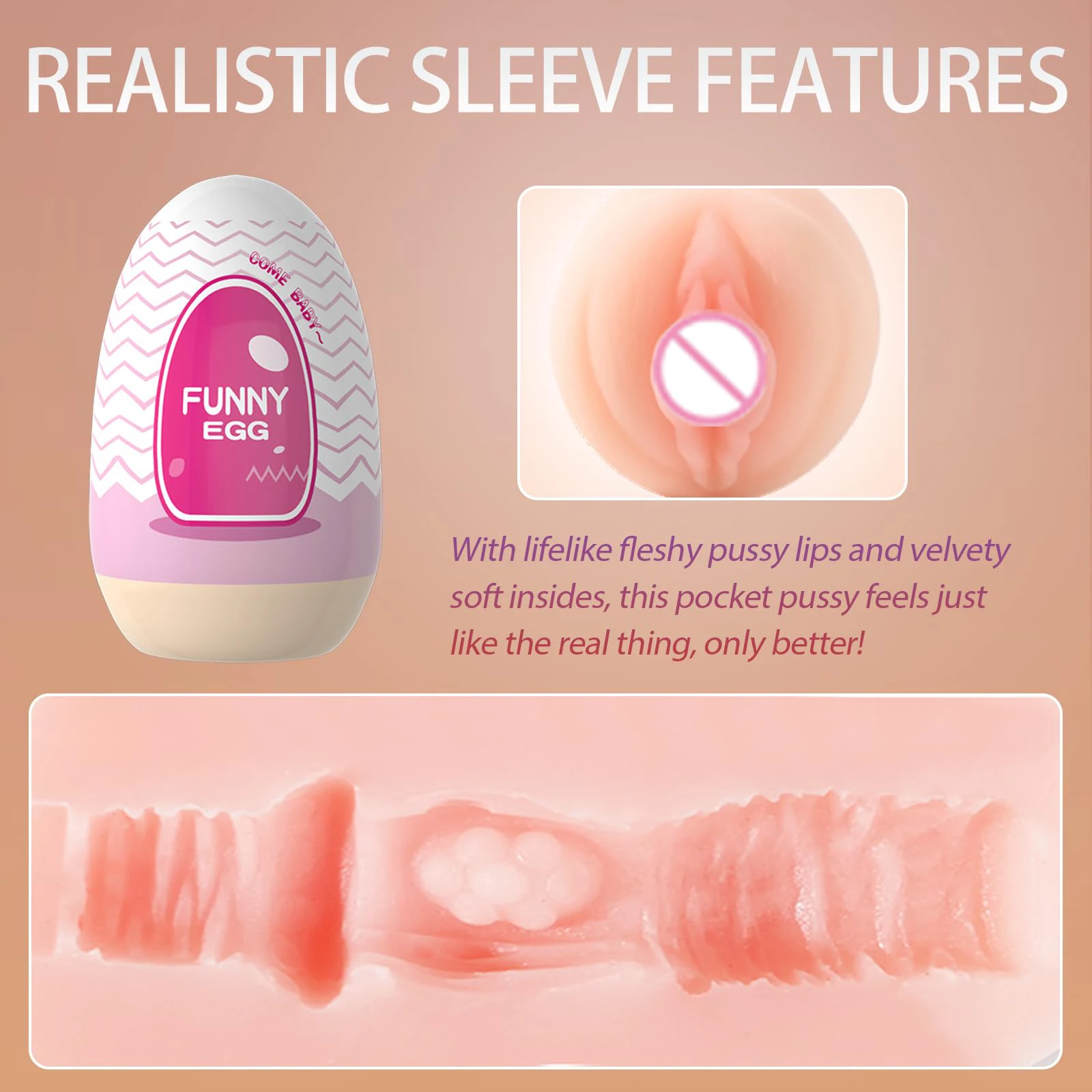 Mini Portable Masturbation Egg Cup Realistic Vagina Beginner Soft Masturbation Cup Penis - Image 3