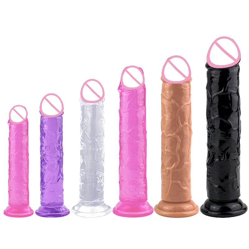 Cheap 5 Colors Small Transparent Dildo Suction Cup Jelly Dick Women Erotic Anal Sex Toys