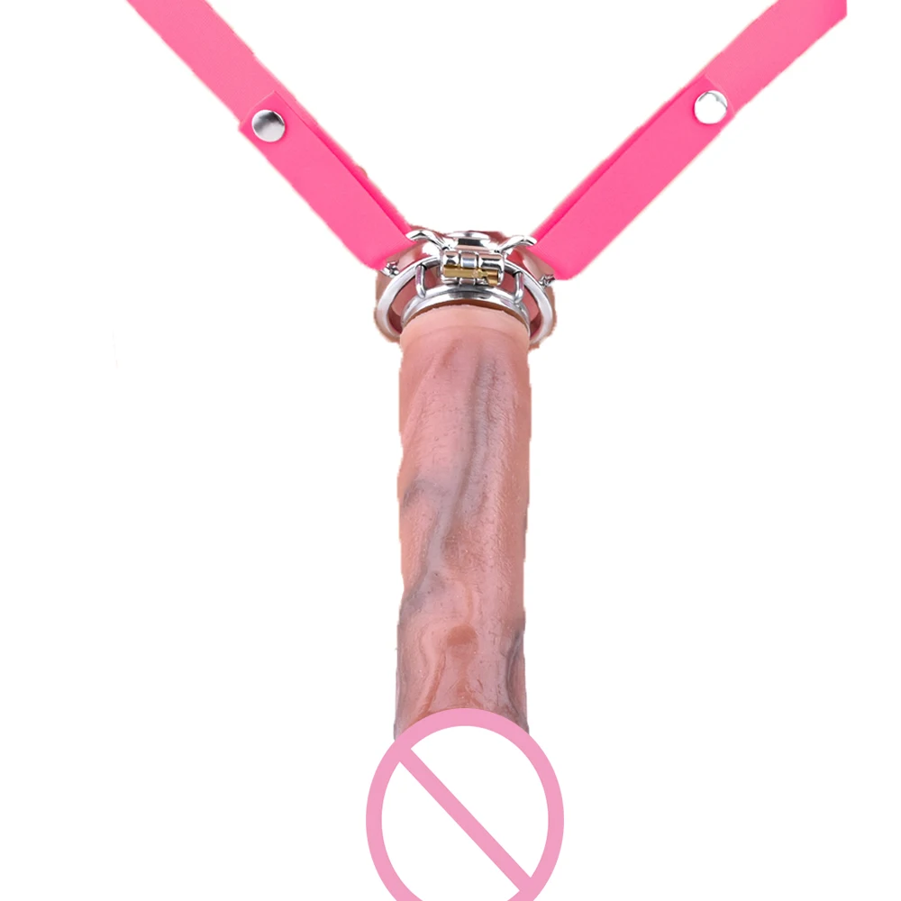 FRKO Flat Inverted Chastity Cage With Detachable Silicone Skin Feeling Dildo Bondage Belt - Image 2