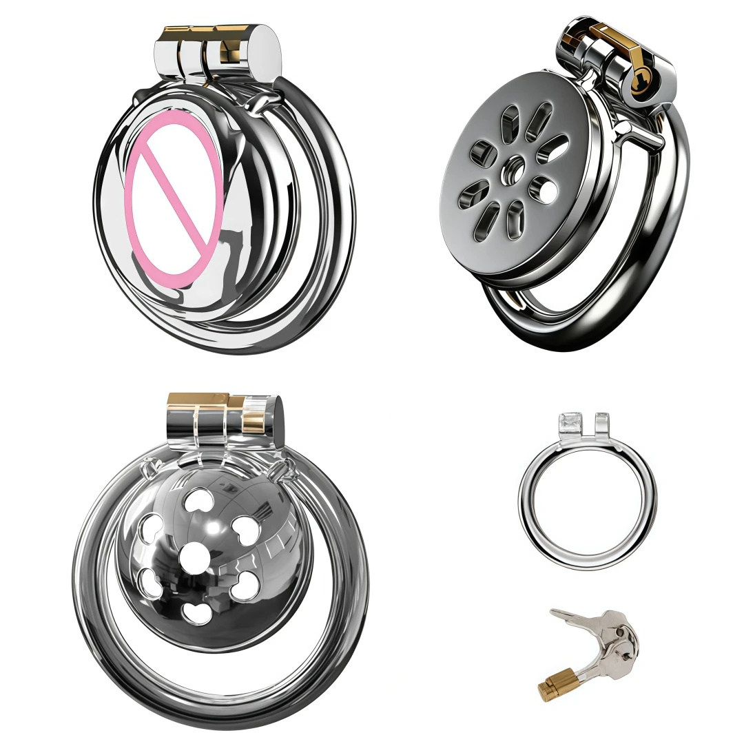 Male Super Mini Stainless Steel Chastity Cage Breathable Hole Lock Cock Ring BDSM Bondage