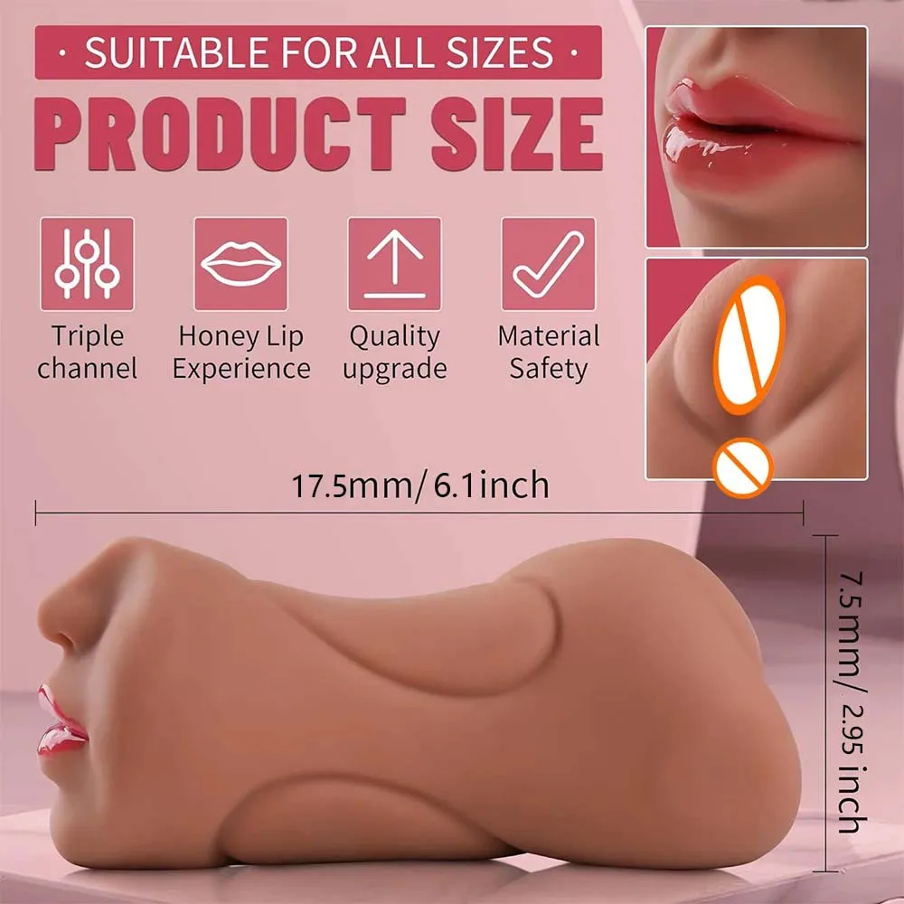 3 in 1 Male Masturbator Oral Stimulate Penis Masturbation Cup for Intimate Toy Realistic - Image 2