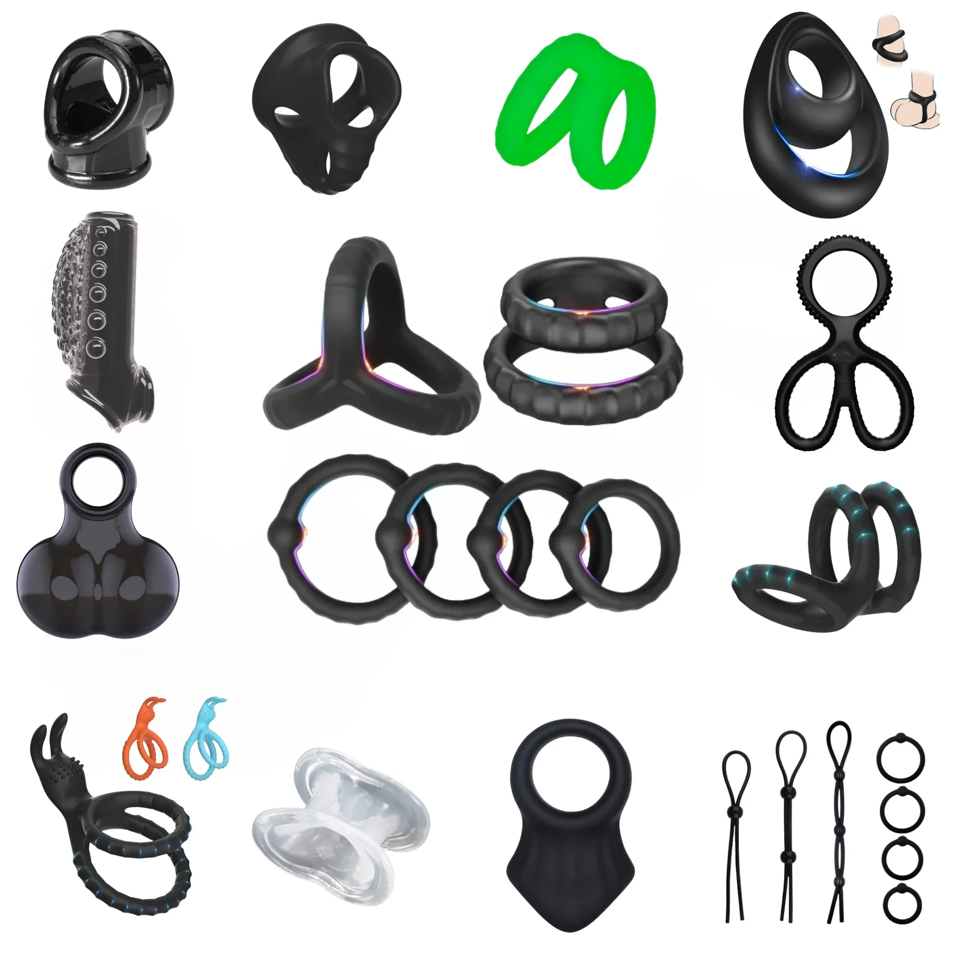Cock Rings Silicone Ball Stretcher Delay Ejaculation TPE Penis Ring for Men Sex Toys