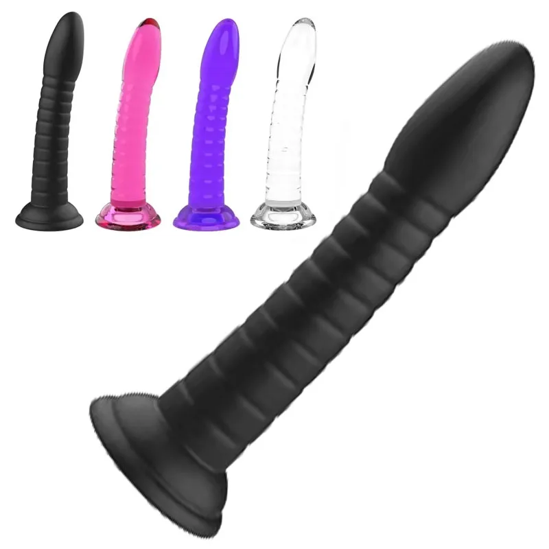 Clear Dildo Set with Strong Suction Cup, Ribbed Texture, Available in 3 Sizes for - Image 2