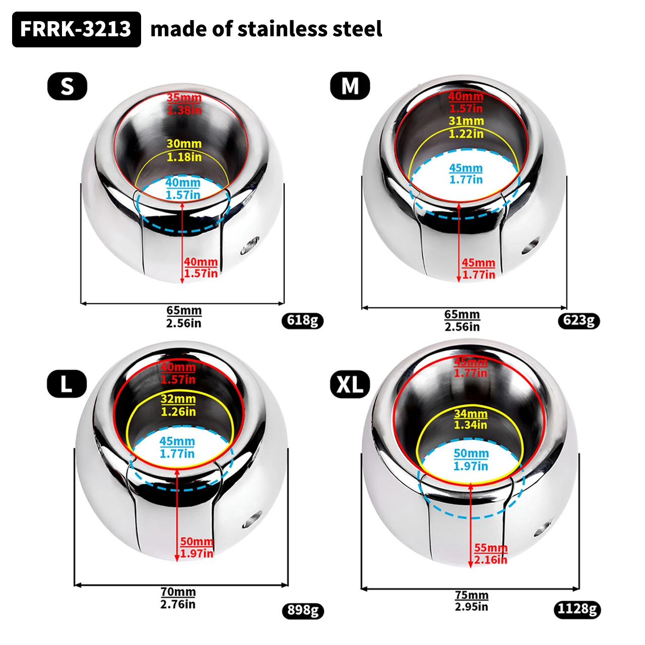 FRRK Weight Scrotal Ring Stainless Steel Ball Stretcher Metal Lock Ring Male Bondage - Image 3