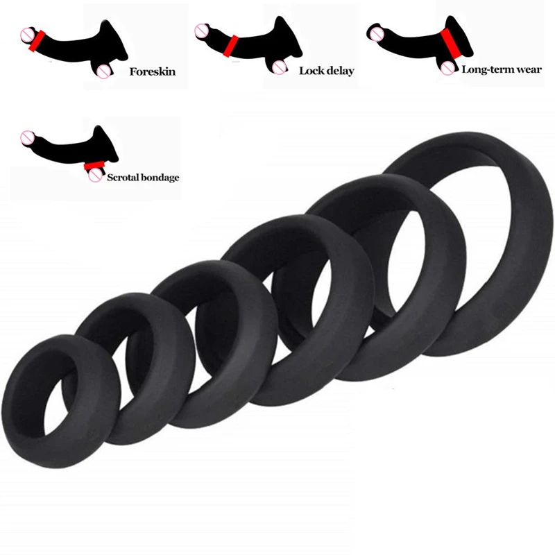 6 Pcs Male Penis Rings Cock Rings Sleeve Delay Ejaculation Silicone Beaded Time Lasting - Image 2