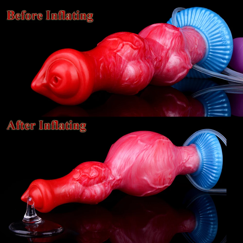 NNSX Large Ejaculation Dildo with Inflatable Anal Plug Big Knot Squirting Penis Adult Sex - Image 2