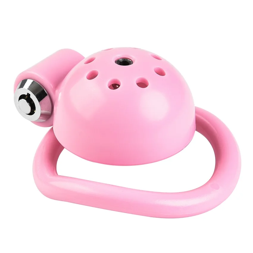 Pink Male Penis Chastity Cage Set Small Bird Chastity Cage Belt With Padlock 5 Cock Ring - Image 4