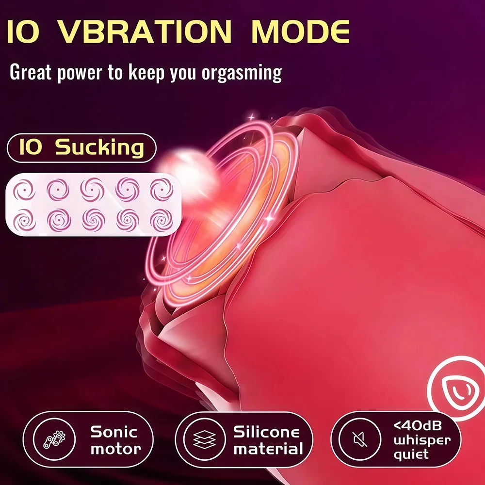 Simulation Rose Vibrator Women Sex Toys G-Spot Clitoral Nipple Stimulator There are 10 - Image 4