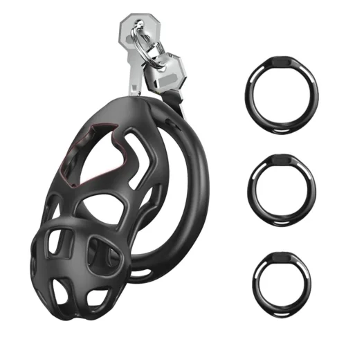 Male Chastity Cage with 3 Rings Cock Cage Adult Sex Toy Penis Bondage Urethral Lock Male
