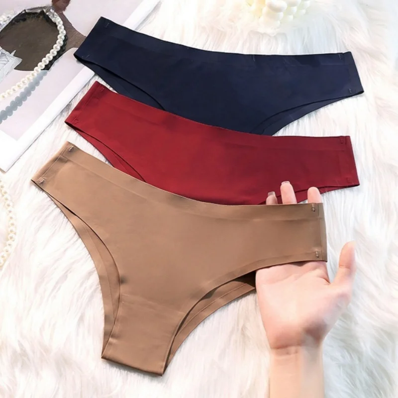 4PCS/Set Seamless Brazilian Panties Women's Sexy Lingerie Cool Ice Silk Low Waist Briefs - Image 4