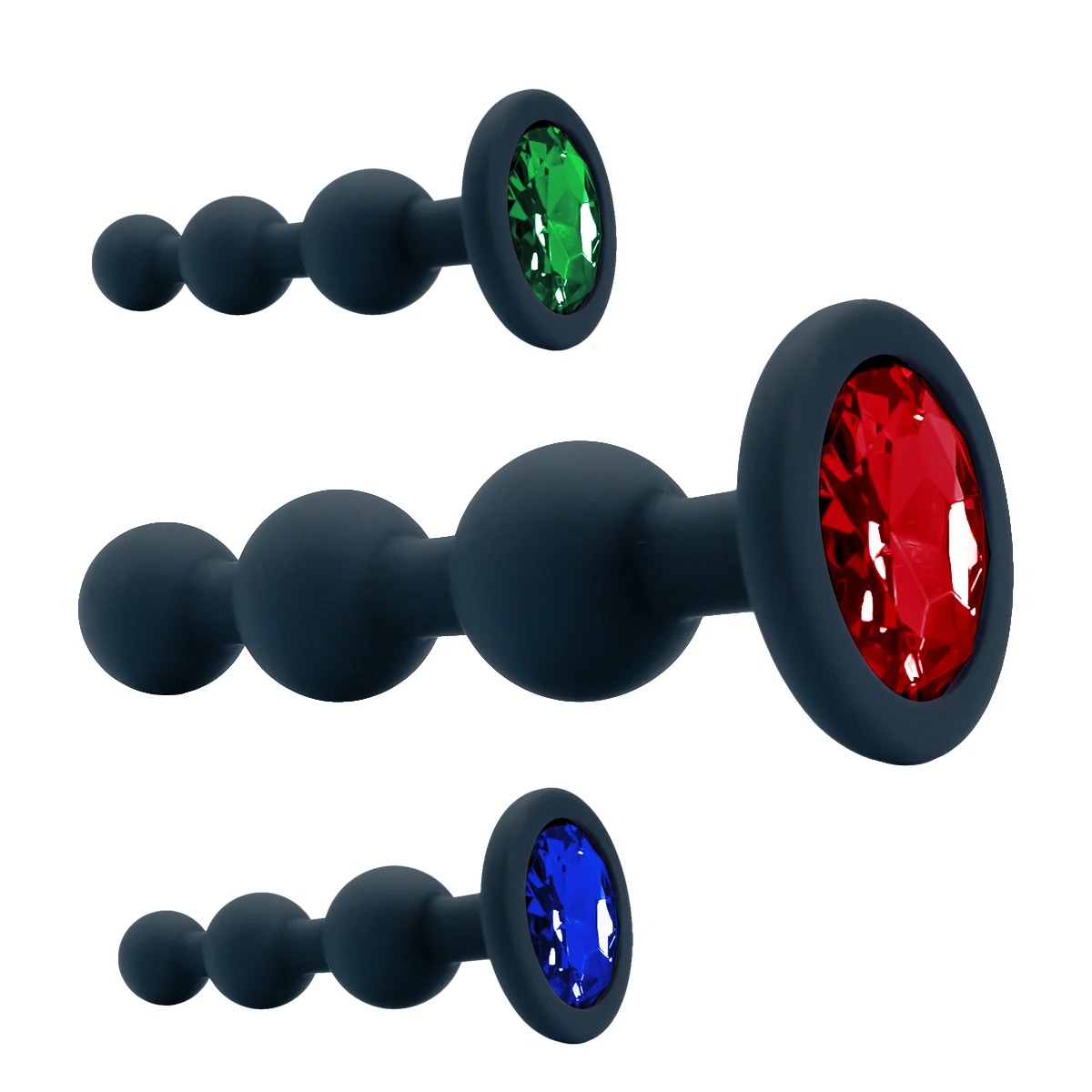 3 Ball Anal Beads Sex Anal Plug Black Silicone Butt Plug for Woman Men Anal Toy Crystal