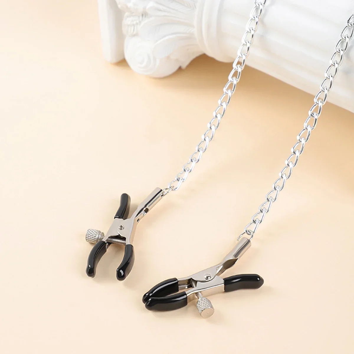 Neck to Wrist Restraints Kit with Nipple Clamps Gag Sex Toys for Women Adjustable Back - Image 6