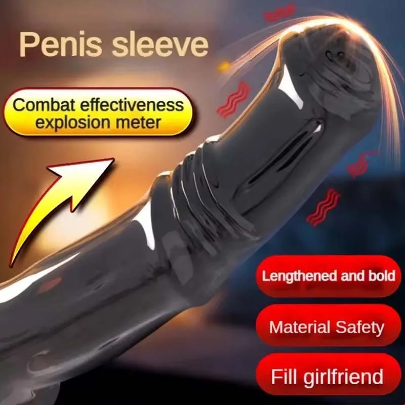 Adult Penis Extender Sleeve Reusable Sexy Cock Ring for Couples Delayed Ejaculation - Image 2