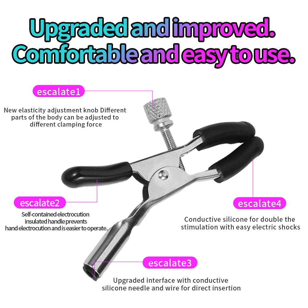  Sex Toy Electric Shock Nipple Clamps Breast Massager BDSM Toys Bondage Clitoris Clamp - Image 4