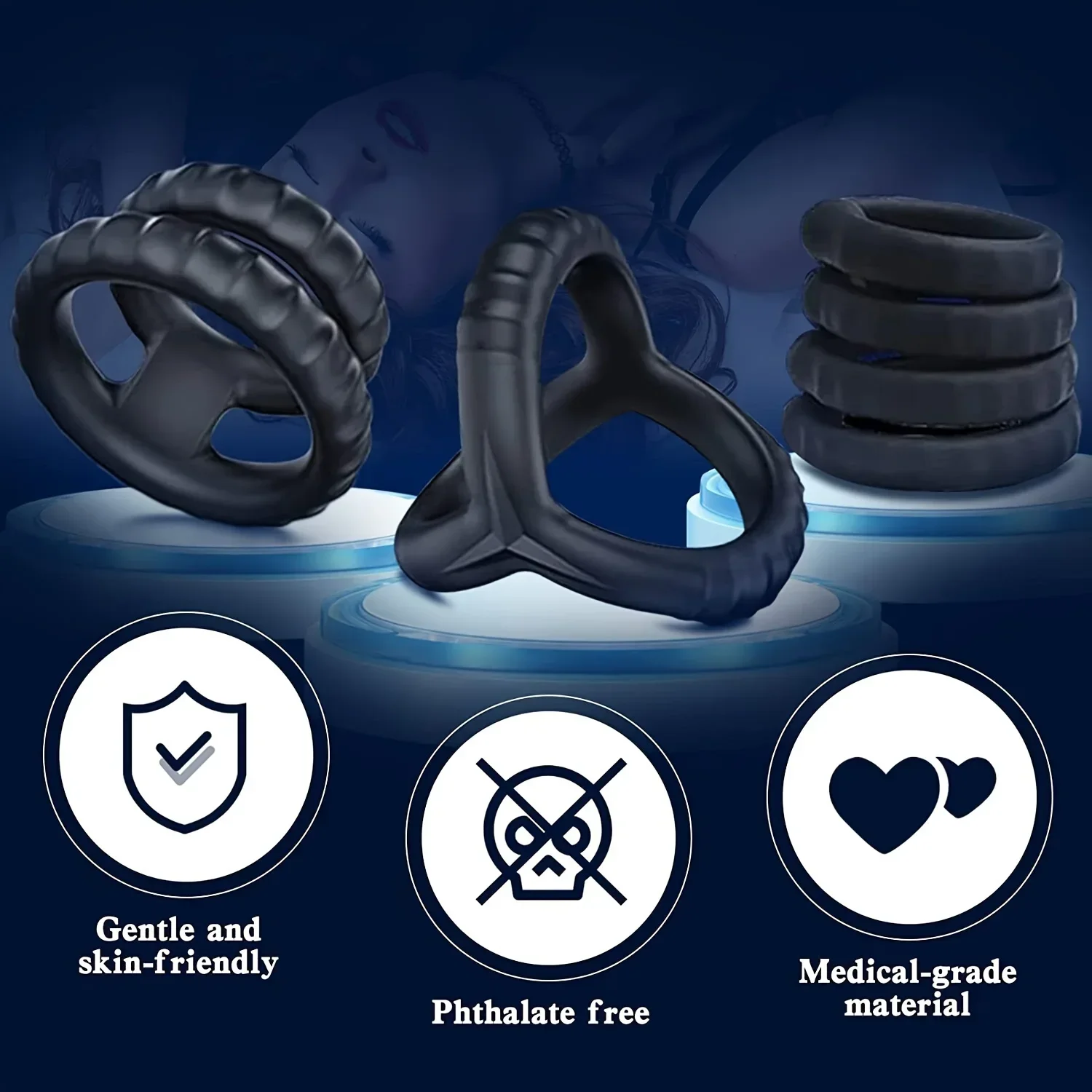 Cock Rings Silicone Ball Stretcher Delay Ejaculation TPE Penis Ring for Men Sex Toys - Image 3