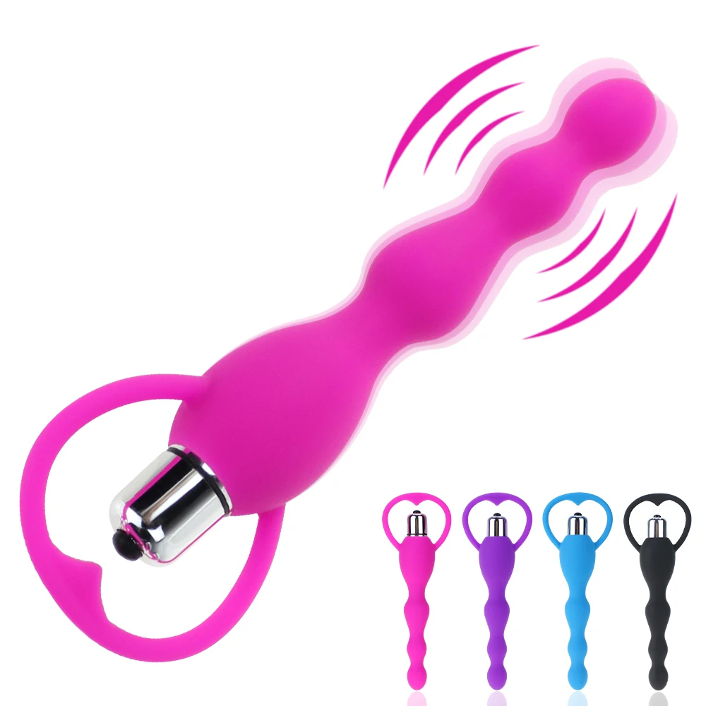 Vibrating Protaste Massager Anal Beads Vibrator Butt Plug Sex Toy for Men Women Silicone
